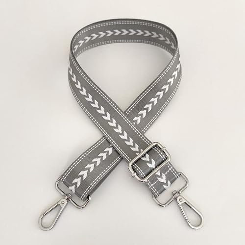 Taschengurt Verstellbar Schulterriemen für Taschen 80-130cm mit Karabiner 3,8cm Breit Schultergurt Trageriemen Umhängegurt DIY Zubehör für Tasche Handtaschen für Damen und Herren,Grau
