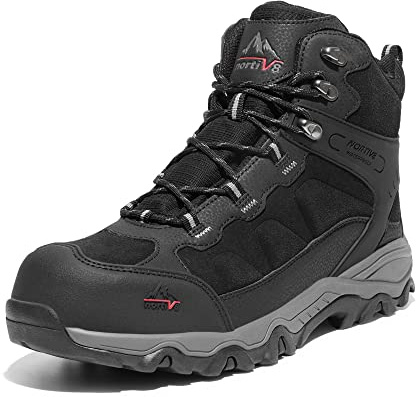 NORTIV 8 Waterproof Steel Toe Boots for Men Slip Resistant Safety Industrial Boots Paladin-Steel,Size 9.5,Black,JS19004M-STEEL