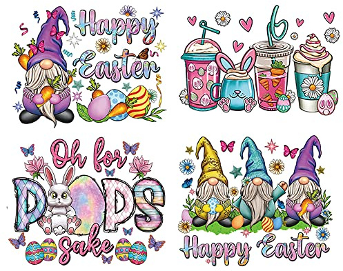 Easter Iron on Patches Easter Bunny Egg Gnome Iron on Patches for Clothing Cute Heat Transfer Stickers for Boys Girls Women Men T-Shirt Jacket Hoodies Jeans Pillow Covers Backpack DIY Decorations
