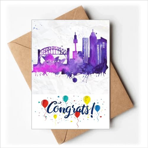 Australien Sydney Opera House Aquarell Hochzeitskarten Glückwunsch Gruß Umschläge