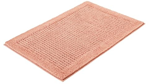 Kleine Wolke Badteppich NET Papaya 60 x 90 cm | OEKO-TEX zertifiziert, rutschhemmende Unterseite, für Fußbodenheizung, maschinenwaschbar, 100% Baumwolle
