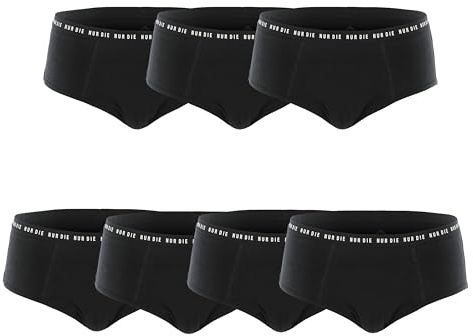 NUR DIE Periodenunterwäsche 7er Mehrpack Alles Geregelt Slip Unterhose 4X Mittelstark 3X Extrastark Blutung Bio-Baumwolle waschbar & saugfähig Menstruationsunterwäsche - Schwarz Größe