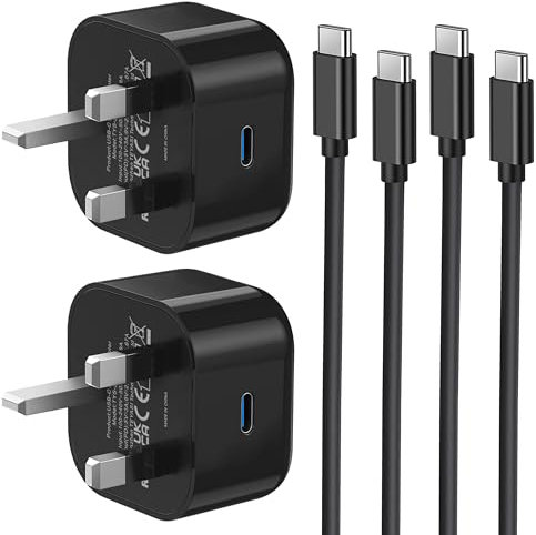 Samsung Fast Charger Plug and Cable 2Pack, Super Fast Charging for Samsung Galaxy S25/S24/S23/S22/S21/S20/A17/A16/A15/A32/A33/A34/A35/A36/A52/A53/A54/A55/A56/A25/A26, Type C Lead 1M and Plug USB C PD