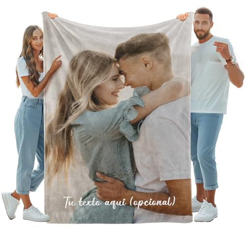 iDIY Manta Personalizada con Foto y Texto - Mantas Personalizadas para Mujer, Hombre, Pareja y Familia - Regalos Personalizados para San Valentín, Día del Padre y Día de la Madre - 1 Foto
