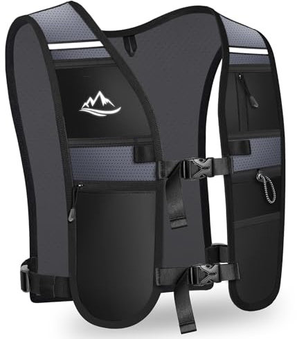 Rolgno Gilet Hydratation Running Femme Homme, Sac à Dos Gilet Trail Léger et Respirant, 2L Grand Compartiment Gilet d'Hydratation Reflechissant pour Course à Pied, Randonnée, Cyclisme, Marathon