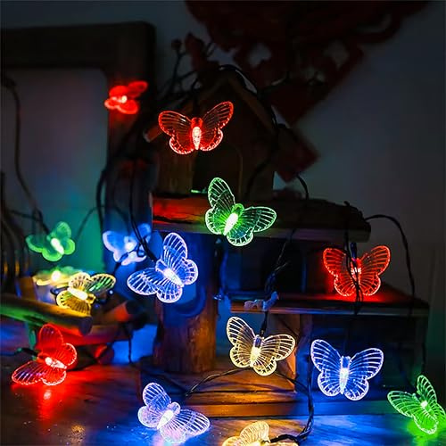 TirEurt Butterfly Fairy String Lights 6M/20ft with 40 LEDs - Battery Operated Waterproof Fairy Lights for Indoor, Outdoor, 2 Modes (Steady & Twinkle), Wedding, Garden, Party Decorations (Colourful)