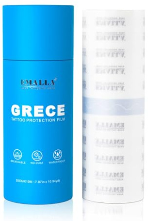 EMALLA GRECE Matte Second Skin Tattoo Folie 20cm x 10m | Tattoo Folie Heilung Wasserfest Pflaster Schutzfolie Wundverband