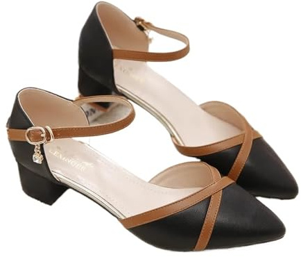 Brudskor Kvinnor Mode Spänne Strap Fyrkantiga Klackskor för Kvinnor, Elegant För Kontor Och Arbete, Färg 04, 38 EU