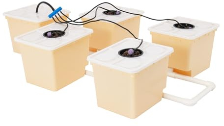 YNAADYH Sistema hidropónico hidropónico, sistema hidropónico de cultivo con 5 cubos, sistema hidropónico DWC con bomba sumergible de 4 W, IPX8, 300 L/H, flujo de bomba de 11 L