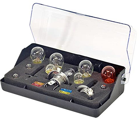 AA Universal Bulb and Fuse Kit for Cars and Other Vehicles AA0200 - Essential Common Bulbs for Halogen Headlamps - Storage Box Included, Clear/Red/silver