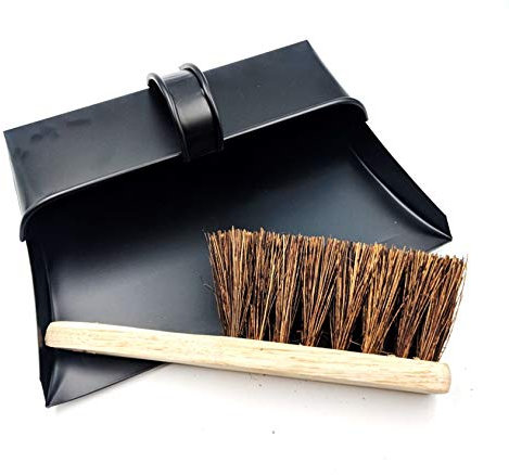 Black Hooded Metal Dust Pan and Stiff Brush Dustpan ash pan Traditional Dustpan and Brush