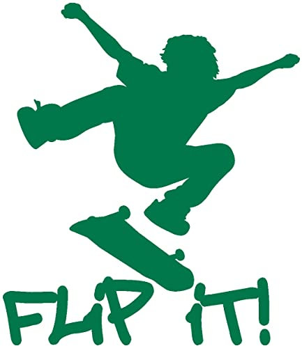 Samunshi® Wandtattoo Skate 'Flip it' Wandaufkleber 52 x 60cm grün
