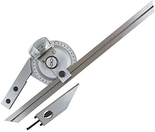 TuToy 0-360 Edelstahl Universal Kegelrad Winkelsucher Angle Dial Lineal Goniometer Mit 300Mm Klinge