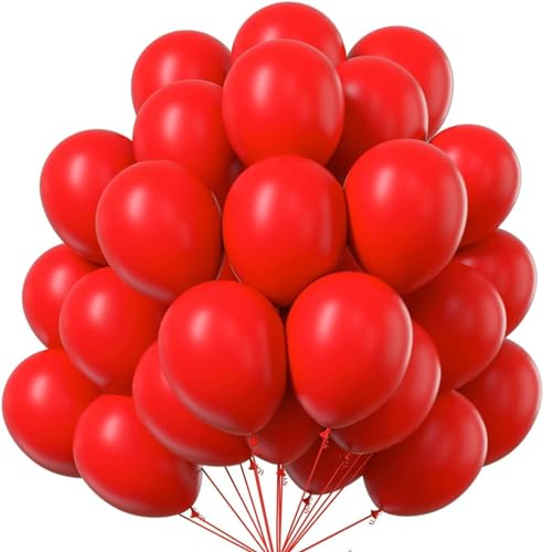 50x Luftballons rot - Ø 35 cm für Geburtstag & Hochzeit & Party & Kindergeburtstag - Luft & Helium als Dekoration