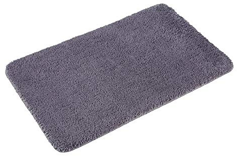 PANA® Weiche Hochflor Badematte - 50 x 80 cm - Farbe: Grau | Rutschfest, saugfähig, flusenarm - Weiche Hochflor Badematte - Als Duschvorleger, Badvorleger, Badteppich - Waschbar bei 30°