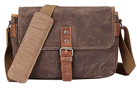 Neuleben Vintage Kameratasche Fototasche aus Wasserdicht Canvas Camera Bag Umhängetasche für SLR Systemkamera (Braun)