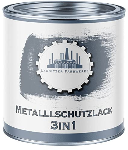 Lausitzer Farbwerke Metallschutzlack 3in1 SEIDENMATT Cremeweiß RAL 9001 Weiß 3-in-1 du sparst dir Anti-Rost-Produkte Metallfarbe Metalllack Farbe für Metall Stahl Eisen Zink Aluminium (1 L)