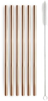Wd Lifestyle - Lot de 6 Pailles en acier inox Ø8mm L21 cm Finition Cuivre Glossé - WD LIFESTYLE