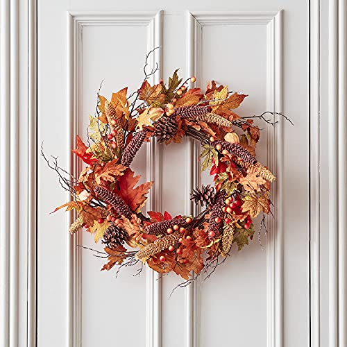 Lights4fun 60cm Herbstkranz Beeren und Tannenzapfen Türkranz Herbst Deko Halloween