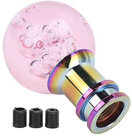 Manueller Schalthebelgriff, pinker Kristallblase-Getriebestab mit 3 Gewindeadaptern, universell fit for