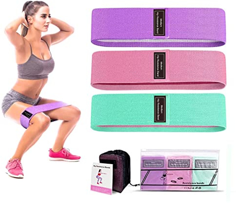 Widerstandsbänder für Beine und Hintern, Stoff-Übungsbänder Set, dicke breite Stretch-Fitnessbänder, rutschfeste Workout-Schlaufenbänder, Rosa, Violett)