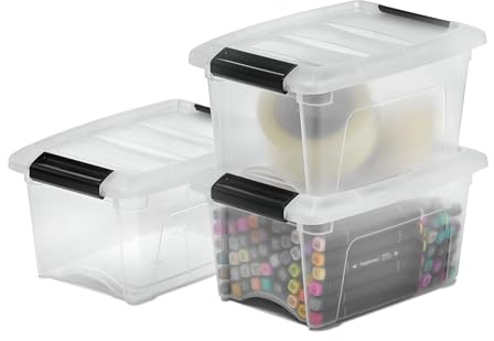 Iris Ohyama Aufbewahrungsboxen mit Deckel, 5L, 3er-Set, Transparent, Sicherer Verschluss, Stapelbar, Griffe, Schlafzimmer, Schrank, Büro, Organisation, BPA-freies Plastik, Ordnungsboxen, DDNTB-5