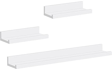 WOLTU Bilderleiste 3er Set, Schweberegale Bilderleiste Regale Weiß | Set di 3 Mensola da Muro,Mensola Sospesa,Scaffale Parete in MDF per Soggiorno, Cucina,Camera da Letto,Ufficio