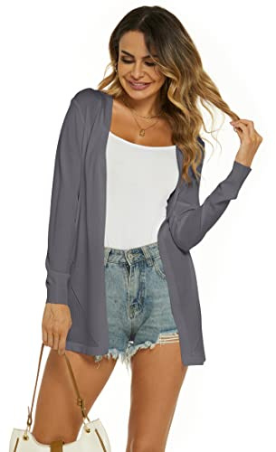 Ietaoo Cardigan Lungo Donna Elegante Manica Lunga Giacca Cardigan Casual Maglia Cappotto Leggero Aperto Davanti Cardigan per Estivo Primavera