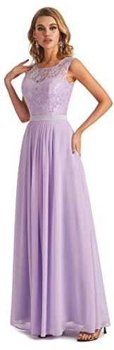 Lace Illusion Prom Bridesmaid Dress Lilac Size 12