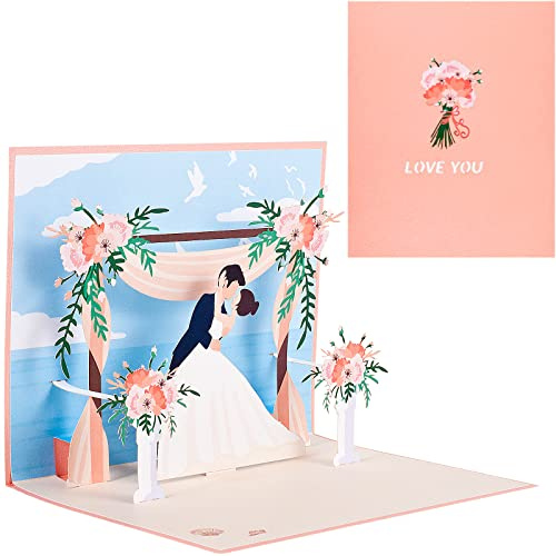 Tarjeta 3D para bodas, tarjetas de invitación pop up para bodas, para novia y novio, aniversario de boda, tarjetas de propuesta de matrimonio con sobre
