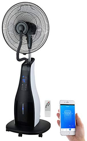 Sichler Haushaltsgeräte Wassersprüh-Ventilator: Stand-Sprühnebel-Ventilator mit Oszillation, WLAN, Versandrückläufer (App, mit App Steuerung, Deckenventilator)