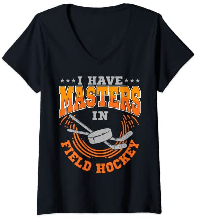 Womens Field Hockey Player Masters Sweeper Goalkeeper Team Sport V-Neck T-Shirt