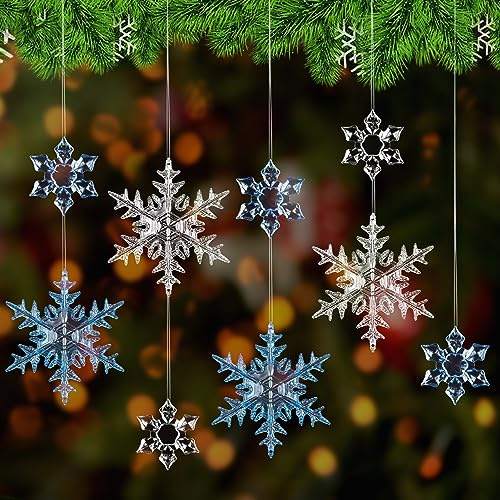 30Pcs Xmas Acrylic Snowflake Christbaumschmuck, Anhänger Weihnachten Deko, Weihnachtsbaumschmuck Schneeflocken Hängende Ornamente für Weihnachten Party Hochzeit Dekoration