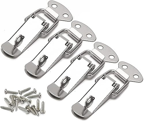 Litensh 4 chiusure a tensione in acciaio inox, chiusura a leva da 56 mm, chiusura a molla, clip a morsetto, chiusura a scatola, cerniera per cassetta degli attrezzi, cassetto, cassettiera, armadio (4)