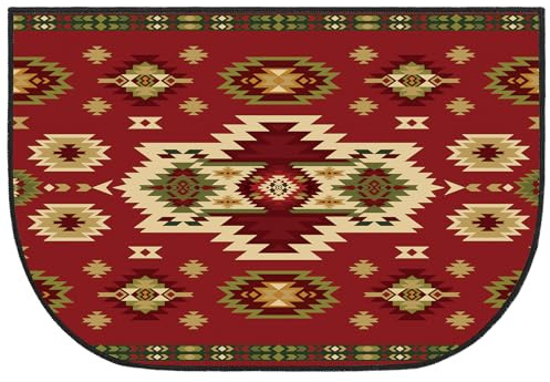 Cabin Fireplace Hearth Rug - Southwestern Fireproof Mat, Fire Resistant for Wood Stove, Floor Protector for Kitchen Indoor Outdoor (24 x 36 Inch, Aztec Western)