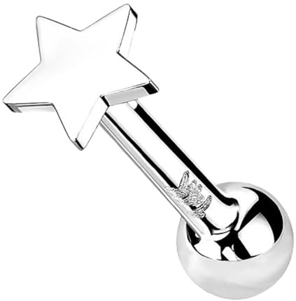 Taffstyle 14 Karat Gold Tragus Helix Ohr Piercing Stecker flacher Stern Aufsatz ohne Gewinde für Ohr Tragus Helix