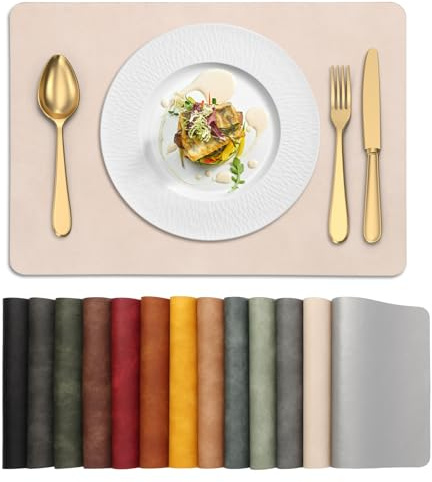 UnivoColors Platzsets, hitzebeständig, waschbar, 30,5 x 43,2 cm, wasserdicht, abwischbar, PU-Tischsets für Küche, Esszimmer, Beige, 8 Stück