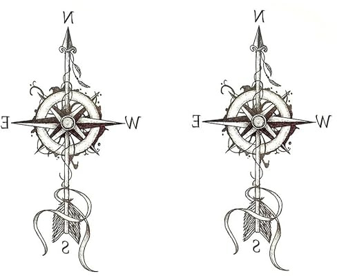 Doppel-Pack Kompass Tattoo Pfeil Tattoo Tattoo Temporary Fake Tattoo XQ023