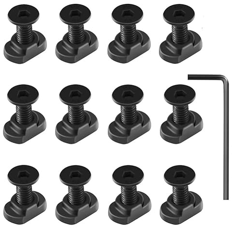 Peminkoo Juego de 10 tornillos M-Iok, tornillos y tuercas de riel en T, montaje de riel Picatinny individual, tornillos y tuercas largos o cortos, accesorios con llave Allen