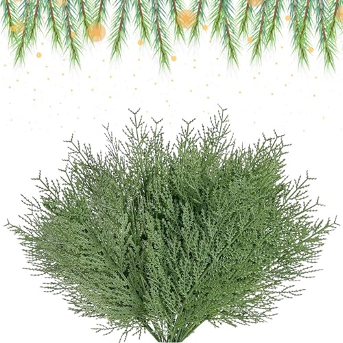 Ikosora 50 ramas de pino artificiales, vegetación de Navidad, ramas de pino verde para decoración, guirnalda de árbol de Navidad, decoración de jardín de boda de invierno y relleno de árbol de Navidad