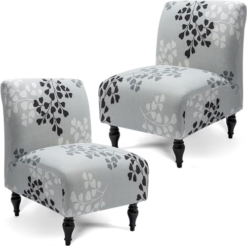 MCNDSI Cocktailsessel Bezug Ohne Armlehne,Stretch Stuhlhussen/Sofabezug Sesselschoner Sessel-Überwürfe onhe Armlehnen,langlebig,Waschbar,für Wohnzimmer Hotel Haus Esszimmer(Grey/a,2pcs)