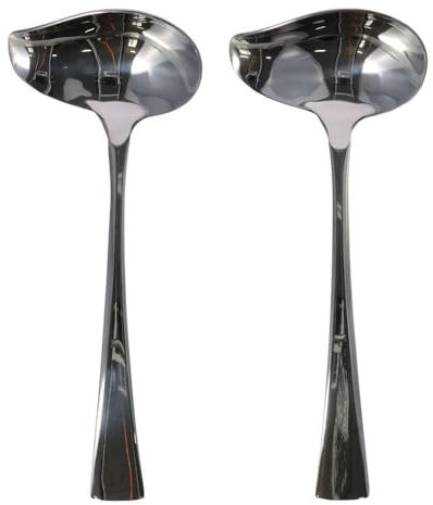 hobbyme Lot de 2 louches à sauce pratiques en acier inoxydable 18/10 avec bec verseur, cuillère à sauce argentée pour sauces et vinaigrettes, 18,3 cm, passe au lave-vaisselle
