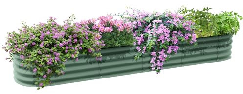 Outsunny - Jardinera elevada, cuadrada, huerto de jardín, de acero modular, para verduras, plantas, flores, dim. 240 x 62 x 30 cm, verde