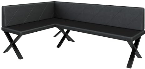 FURNISTAR Eckbank Akiko Metal X - Eckbankgruppe für Ihrem Esszimmer, Küche modern, Sitzecke, Essecke. Perfekt für Küche, Büro und Rezeption. Solide und Starke Verarbeitung. (128x196-Links-Soft11)