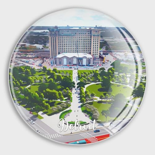 luckluccy Glasmagnete in Detroit, Landschaft, für Kühlschrank, Heimatstadt, niedliche Magnete, Stadt, Skyline, Spind-Magnete, Geschirrspüler-Magnete für Küche, Büro, Klassenzimmer, Zubehör, 2 Stück,