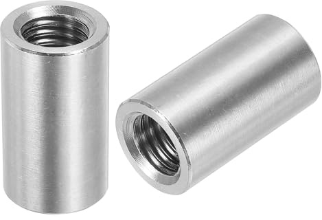 QUARKZMAN 4 Stück M14 Runde Verbindungsmuttern, 304 Edelstahl Kupplungsmutter 35mm/1.38 Länge Hülse Stange Stiftmutter für Halterung, Grobgewinde M14x35x20mm