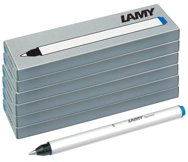 LAMY T11 Tintenrollerpatrone 6er Set mit großem Tintenvorrat und Schreibspitze aus Edelstahl in der Farbe Blau (löschbar) für Patronenroller Modell 311 Lamy balloon - 18 Minen
