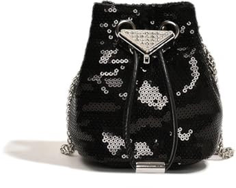 YEAMKE Mini Damentasche Paillettenkette Umhängetasche Sommer Beuteltasche, schwarz, 10 * 8 * 12CM