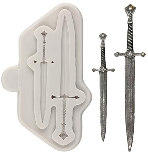 MINFEIDMS Moule en silicone en forme d'épées pour décoration de gâteaux en sucre et pâte à sucre, pâte à sucre, pâte polymère