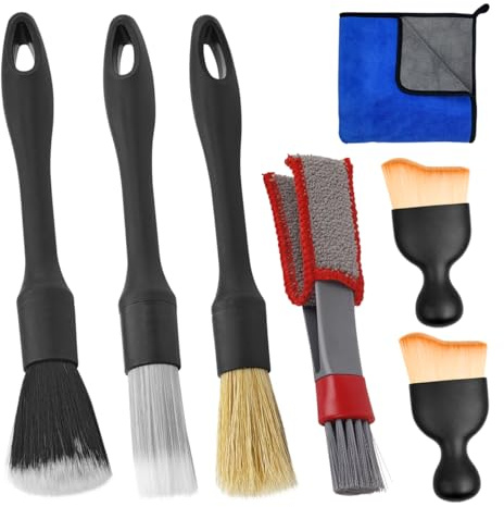 Adunsiaoto 7 Stück Universell Auto Detailing Pinsel Set, Auto Reinigungsbürsten Set, Staubentfernungsbürste Für Autos Innenraum, Auto-Reinigungsbürsten Mit Weichen Borsten